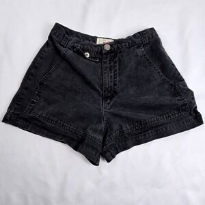 County Seat Denim Shorts High Waist Black Cotton Mom Shorts Size 1/2 Y2k‎ Summer